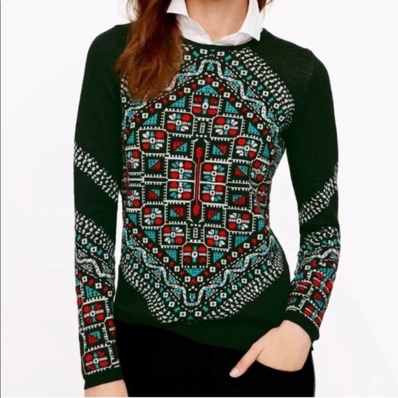J. Crew Tops - J.Crew | Sweater Womens Size Small Green Wool Long Sleeve Knotted Scarf Top
